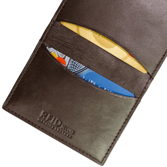 Men Genuine Leather Bifold Credit Card Holder with RFID Blocking - Picture 6 of 7